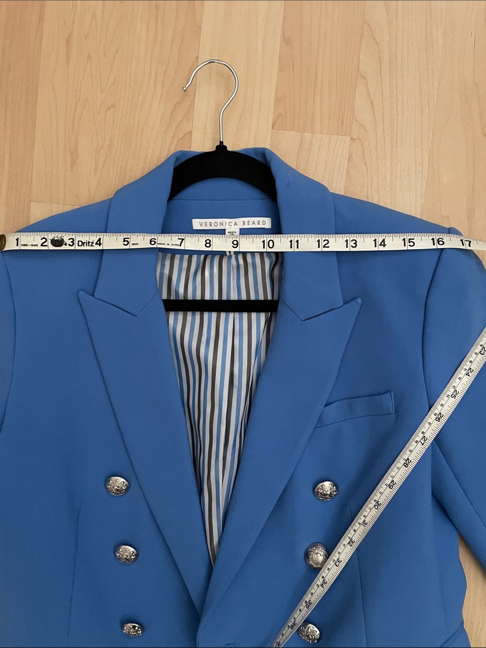 Veronica Beard Double Breasted Miller Blazer in Azure Blue Size 12 - Picture 13 of 16
